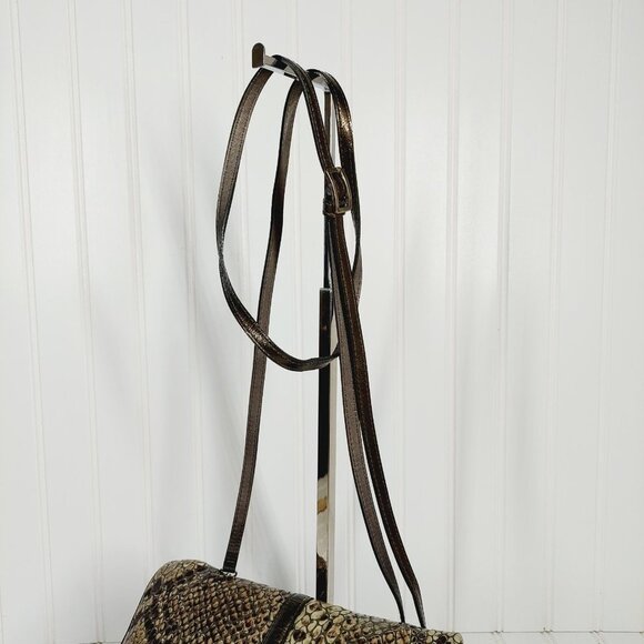BRIGHTON Tan, Brown, Snake Skin Print SMALL Crossbody-Organizer Bag 0175 - Picture 3 of 12
